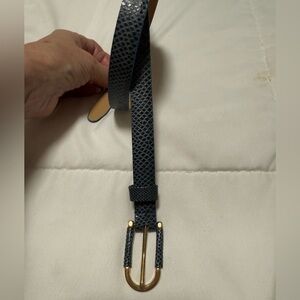 EMMANUEL - vintage Genuine reptile, teal leather belt. S